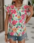 Дамска лятна модна двуслойна риза с къс ръкав с флорален принт, 4цвята , снимка 3