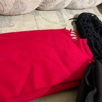 Дамски зимни шалове червен черен шал, снимка 4 - Други - 43300446