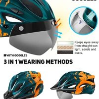 Нов Многофункционален шлем каска за колоездене Регулируем, LED Осветление, снимка 8 - Части за велосипеди - 43498832