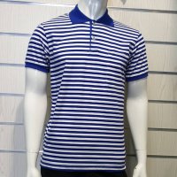 Нова мъжка моряшка блуза с яка, класическо синьо-бяло райе, снимка 7 - Тениски - 29029376