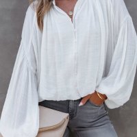 Дамска риза в бяло с дълъг ръкав, 100% вискоза, снимка 2 - Блузи с дълъг ръкав и пуловери - 43259232
