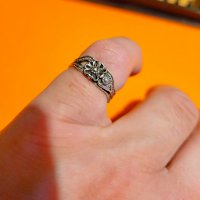 Старинен  дамски сребърен пръстен с цвете - филигран - красота за твоята ръка