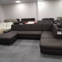 Кафяво-сив кожен ъглов диван с функция ракла "CARO", снимка 9 - Дивани и мека мебел - 39954736