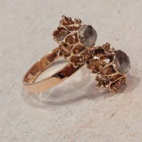Стар дамски златен пръстен с диаманти, снимка 4 - Пръстени - 43574682
