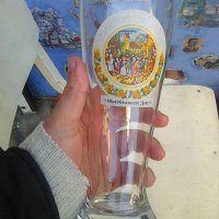 Стъклена  немска халба за бира с вместимост 0.5 литра, снимка 1 - Колекции - 43603040