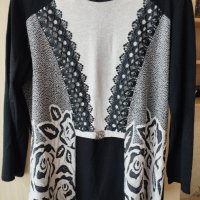 КРАСИВА БЛУЗА В ЧЕРНО И БЯЛО., снимка 1 - Блузи с дълъг ръкав и пуловери - 39238091