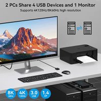 Нов 8K Displayport KVM Суич 2 PC 1 Монитор USB 3.0 Бързи Портове, снимка 5 - Друга електроника - 44060975