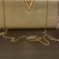 Дамска златиста парти чанта с дълга ефектна дръжка, снимка 2 - Чанти - 38583724