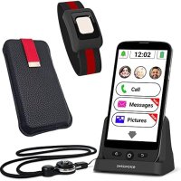 Нов SWISSVOICE S510-C Мобилен телефон за възрастни хора с докинг станция SOS Калъф, снимка 1 - Други - 43393745