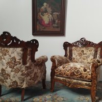 Двойка барокови кресла, снимка 3 - Дивани и мека мебел - 44128812