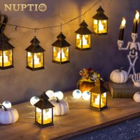NUPTIO Комплект от 10 броя висящи мини фенери с LED свещи с височина 14 см и диаметър 5,7 см, снимка 5 - Лед осветление - 43972973