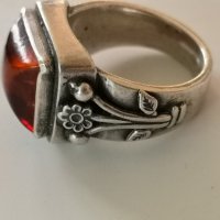 Лот-дамски стари среърни антикварни пръстени,сребро,кехлибар,емайл, снимка 13 - Пръстени - 32345426