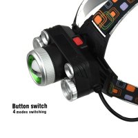 Aкумулаторен LED челник за глава фенер прожектор къмпинг лов риболов палатка велосипед колело каска, снимка 3 - Къмпинг осветление - 24215125