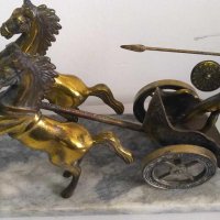 Голяма статуя на гладиатор в колесница с коне, снимка 9 - Антикварни и старинни предмети - 43830344