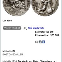 Медал 1920 Германия , снимка 9 - Антикварни и старинни предмети - 40087486
