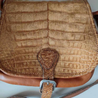 Ретро дамска чанта от крокодилска кожа, снимка 3 - Антикварни и старинни предмети - 44858079