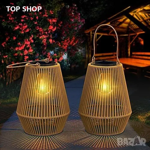 Нови 2 броя Винтидж соларни фенери за градина Декоративни светлини, снимка 1