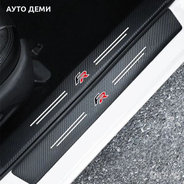 Карбонови стикери от 5 части за прагове и броня на Сеат ФР Seat FR кола автомобил , снимка 1