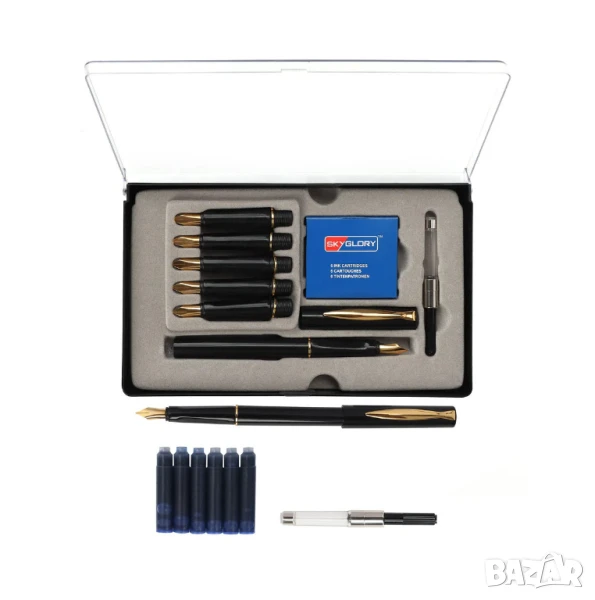 Комплект калиграфска писалка с 6 пера и 6 мастилени касети, снимка 1