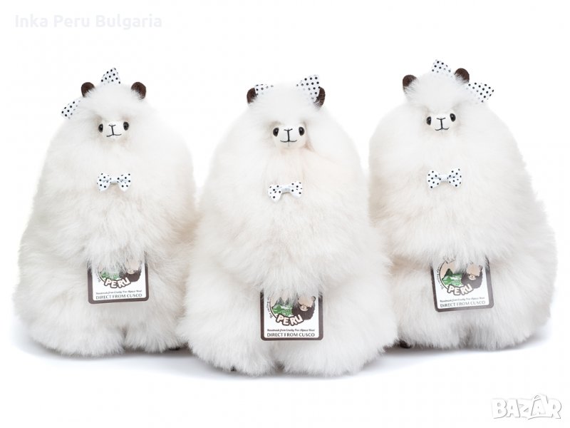  Усмихната алпака – голяма, 32 см, Ivory White, снимка 1