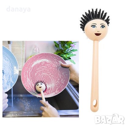 1471 Четка за миене на съдове с лице на дама с прическа, снимка 1