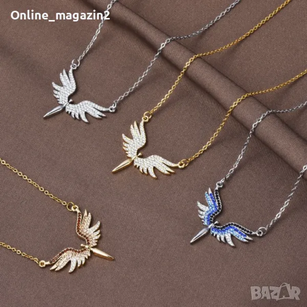 Нежно дамско колие с висулка феникс с камъни, снимка 1