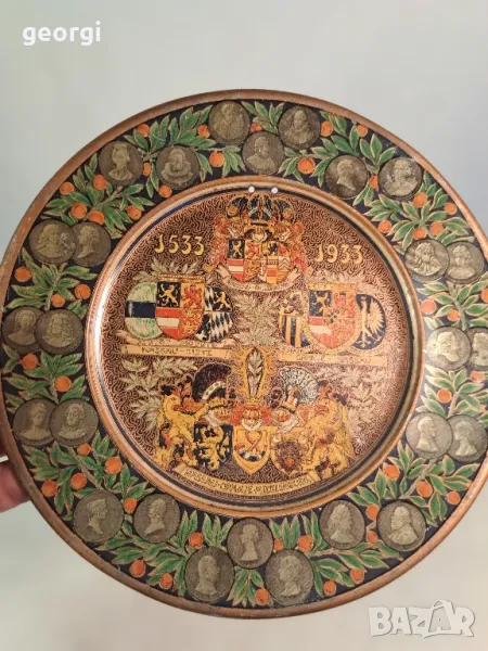 ретро декоративна месингова чиния за стена 18/5, снимка 1