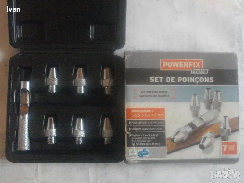 НОВ ОРИГИНАЛЕН НЕМСКИ КОМПЛЕКТ POWERFIX PROFI 7 БРОЯ СМЕНЯЕМИ ЗАМБИ ЗА ОТВОРИ 5-8мм ХРОМ-КАРБОНОВИ, снимка 1
