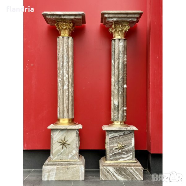 Сет мраморни колони - постамент (бежови), снимка 1