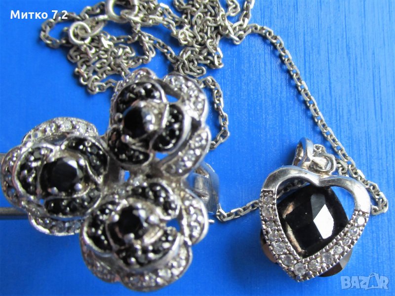 Сребърен медальон и пръстен, снимка 1