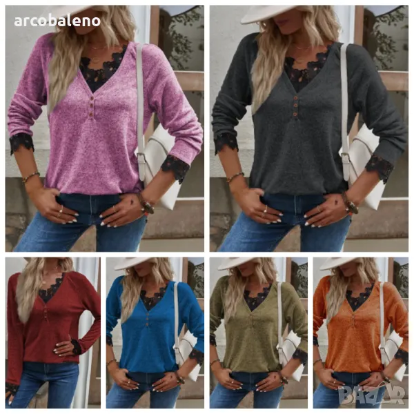 Нова модна дамска тениска с дълги ръкави, 7цвята , снимка 1