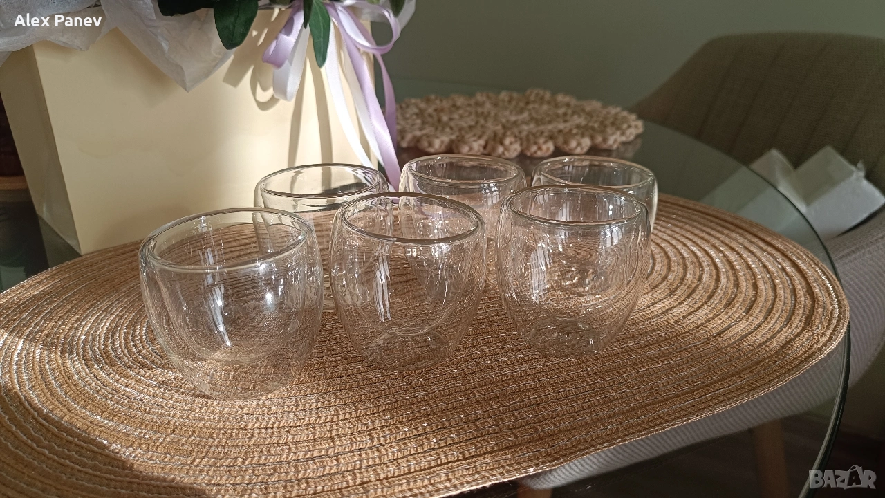 Комплект 6 бр. двойно стенни чаши за кафе , снимка 1