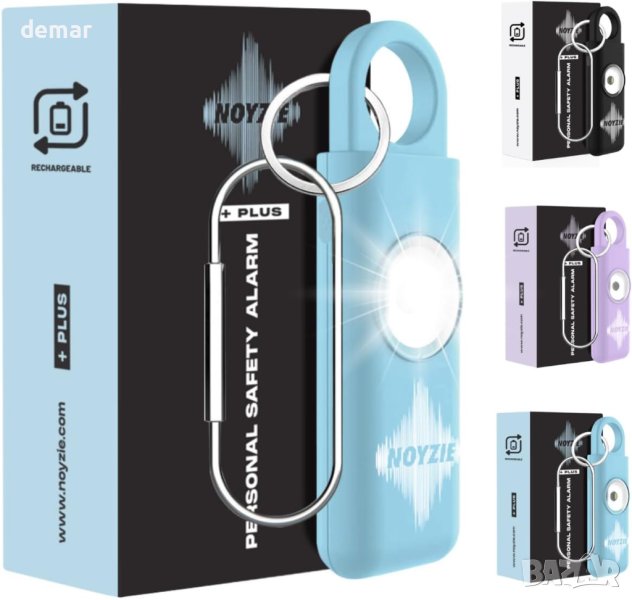 Лична аларма за безопасност със сирена и светлина, ключодържател, синя, снимка 1