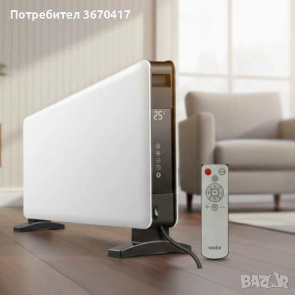 Конвектор Voltz – 2000W, LED дисплей, WiFi управление през TUYA Smart App,, снимка 1