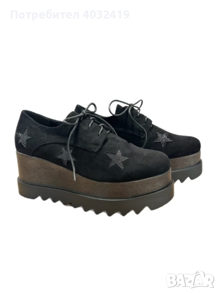 Черни дамски обувки с платформа , снимка 1