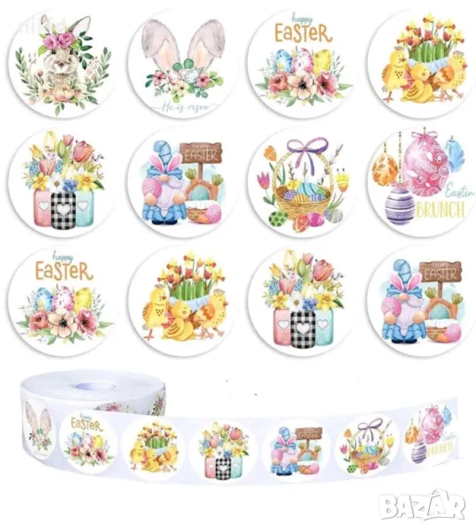 100 бр Великденски заек Пролетни малки самозалепващи лепенки стикери за ръчна изработка за подарък, снимка 1