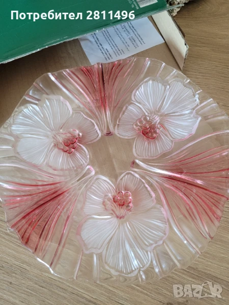 Стъклен поднос за сервиране и декорация, снимка 1