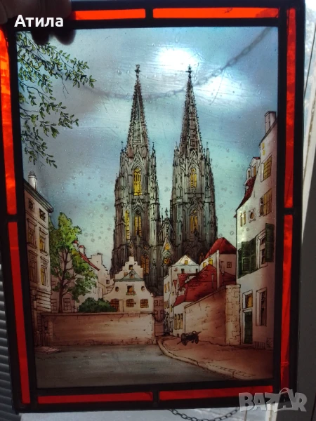 витраж пано картина 34/25 см, снимка 1