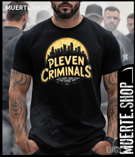 Черна тениска с щампа PLEVEN CRIMINALS, снимка 1
