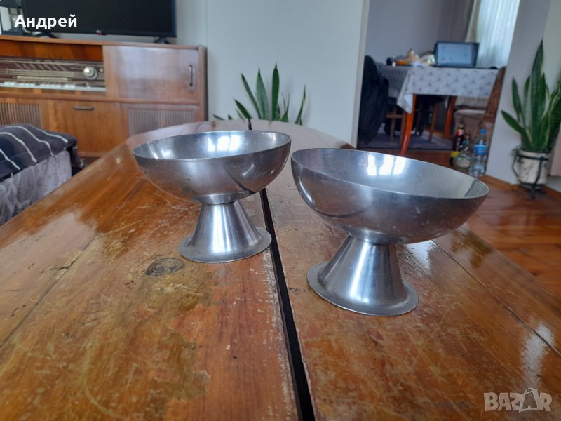 Стари неръждаеми купи за сладолед, снимка 1