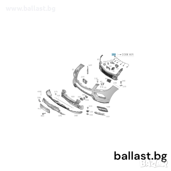 Инсталация предна броня A1664408513 GLE W166, снимка 1