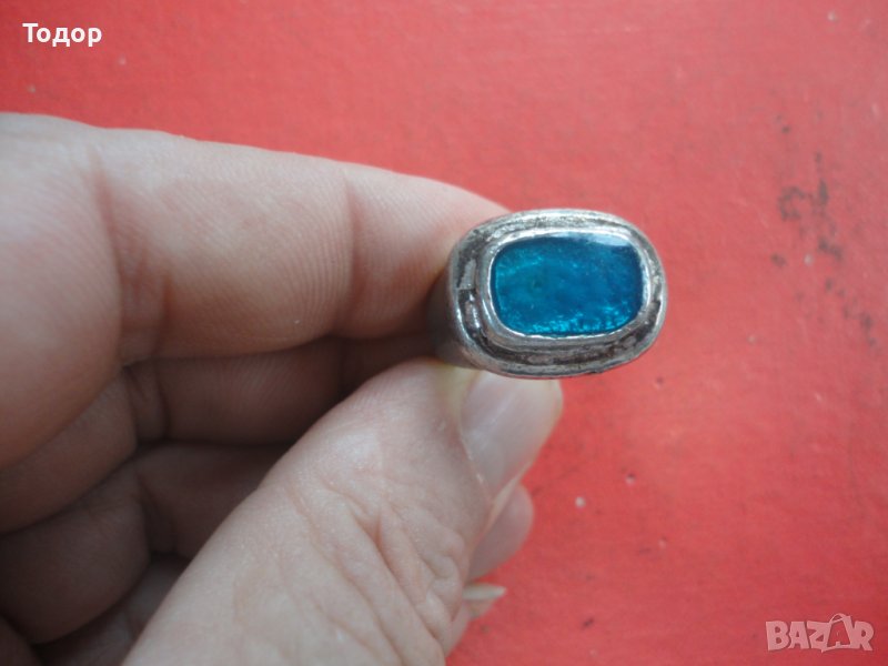 Бронзов пръстен с камък , снимка 1