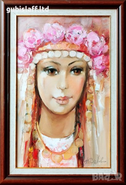 Картина, "Лазарка", худ. В. Вълова, снимка 1