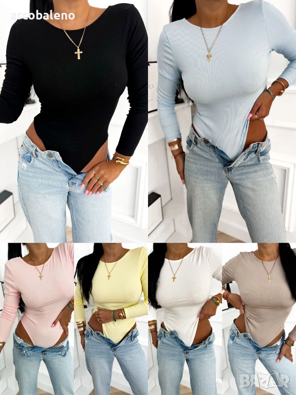 Дамско рипсено боди с отворен гръб, 6цвята , снимка 1