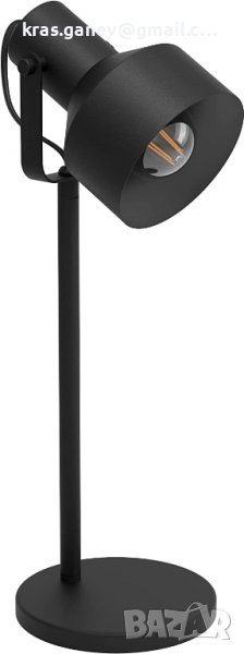 Настолна лампа EGLO Casibare, индустриална настолна лампа с 1 крушка, монохромна метална нощна лампа, снимка 1