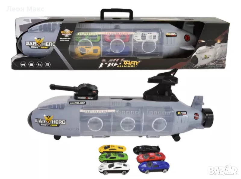 Детска Подводница куфар с метални коли, снимка 1