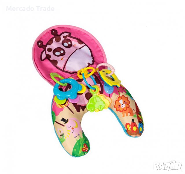 Цветна възглавница Mercado Trade, За активна гимнастика, За занимания, С аксесоари, Розов, снимка 1