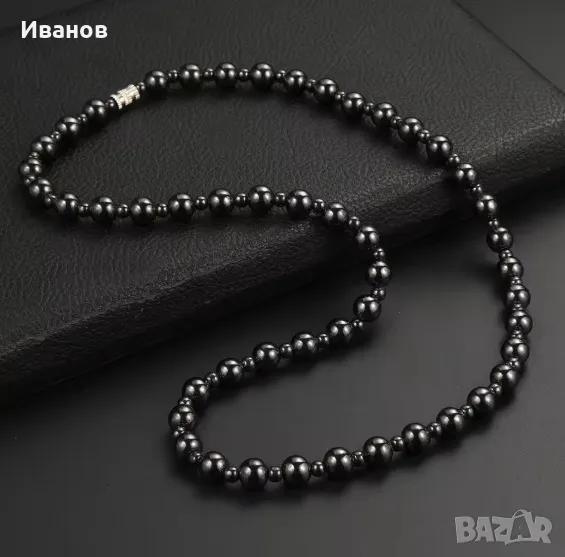 Мъжки гердан от естествени камъни - хематит, снимка 1