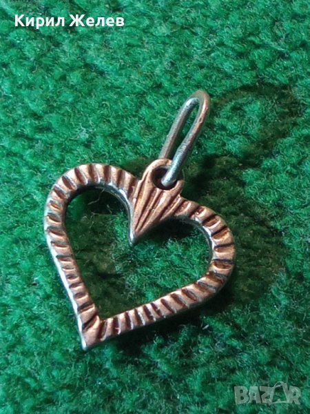 СТАР ОРНАМЕНТИРАН СЪРЦЕВИДЕН СРЕБЪРЕН АРТ ДЕКО МЕДАЛЬОН ВИСОКА ПРОБА СРЕБРО МАЙСТОРСКА РАБОТА 28612, снимка 1