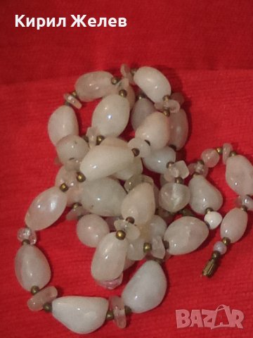 БЯЛ МЛЕЧЕН КВАРЦ и БРОНЗ СТАР ВИНТИДЖ ГЕРДАН КОЛИЕ 30-те ГОДИНИ 70451